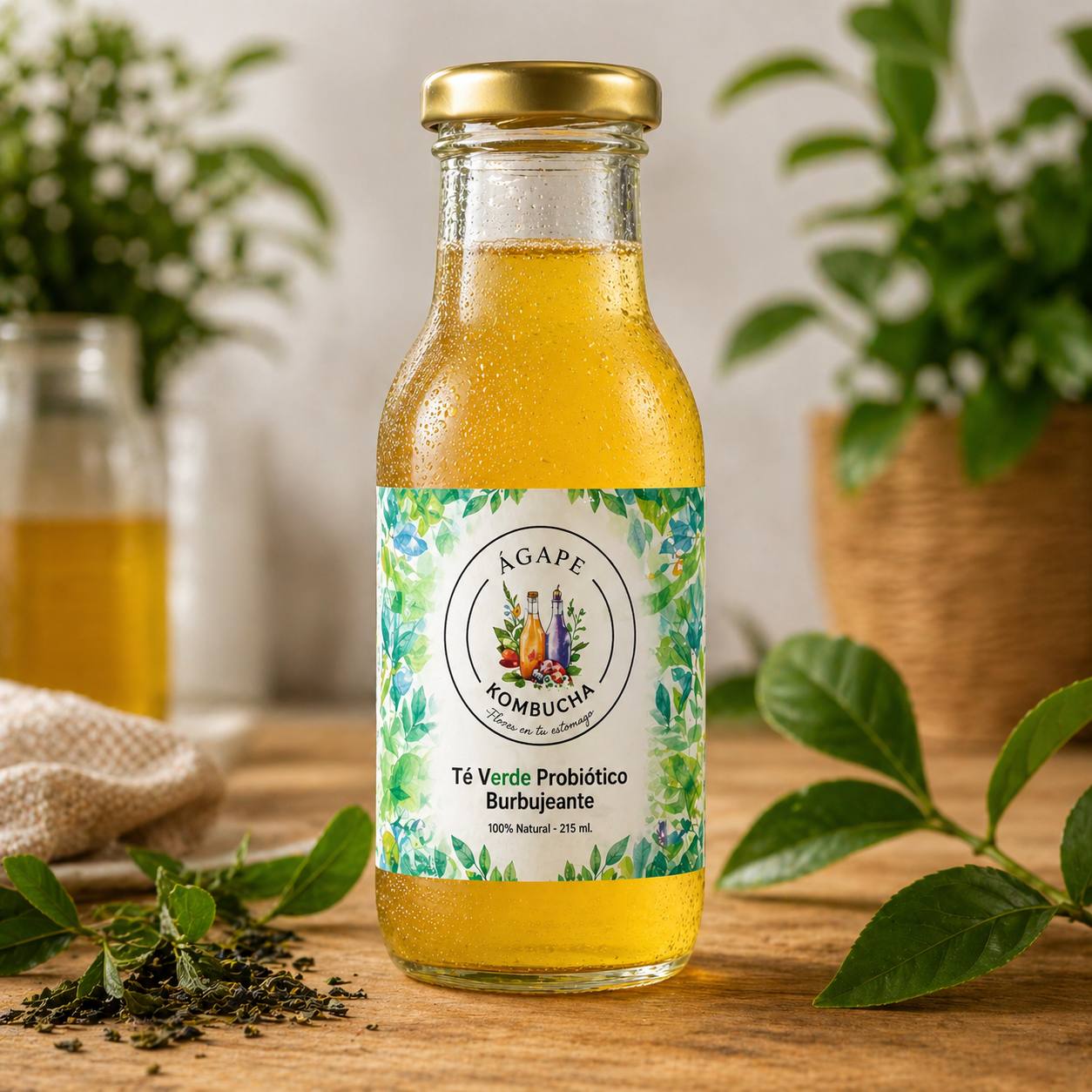 Etiqueta para Ágape Kombucha con acabado laminado